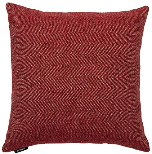 McAlister Textiles Herringbone Tweed | Sofakissen mit Füllung in Rot | 50 x 50 cm | traditionelles gewobenes Fischgräten-Muster | gefülltes Deko Kissen für Sofa, Bett, Couch