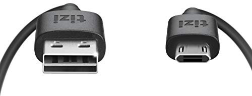 tizi flip – Micro-USB (15cm, schwarz), Daten- und Ladekabel mit doppelseitigen, reversiblen Steckern. Micro-USB- und USB-A-Stecker beidseitig steckbar.