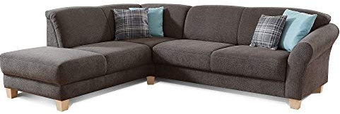 CAVADORE Ecksofa Gootlaand / Große Couch im Landhaus-Stil / Mit Federkern-Polsterung / 257 x 84 x 212 / Dunkelgrau