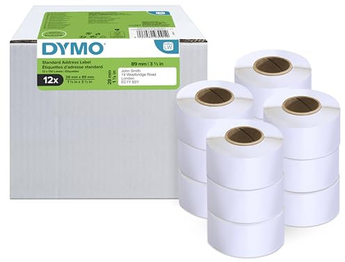 DYMO Original LabelWriter Adressetiketten | 28 mm x 89 mm | 12 Rollen mit je 130 leicht ablösbaren Etiketten (1.560 Etiketten) | selbstklebende Etiketten | für LabelWriter-Beschriftungsgerät