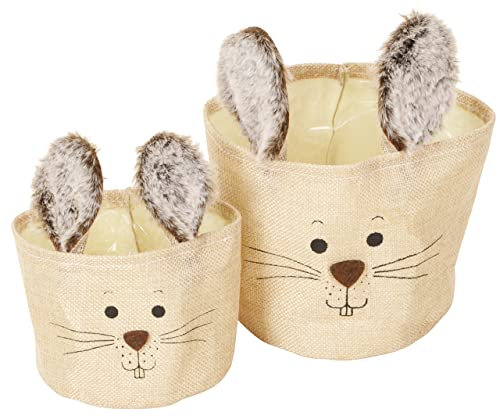 B2S BACK2SEASON 2 x Tasche Hase braun-grau Osterkorb Dekokorb selber befüllen Ostern 2er Set