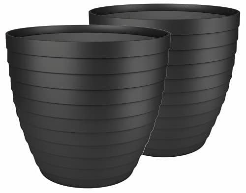 Macetas para Exterior de Plástico 18 cm (2 uds) Maceta plástico Grande para Plantas Macetero Interior Terraza Balcon para Jardinería. Tiestos Jardineras para Flores y Arboles