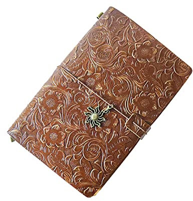 aoaoway Refillable Leather Journal, Handmade Notebook with Bookmark for Men & Women, Vintage Notebook perfect for writing, gifts, travelers (Coffee, A5)