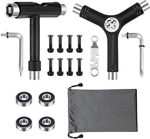 CiShow Multifunktionales Skateboard-Werkzeug, All-in-One, tragbares Skateboard-Tool mit Inbusschlüssel, Sechskantschlüssel, Skateboard-Zubehör, für Longboard, Skate, Roller, 15 Stück
