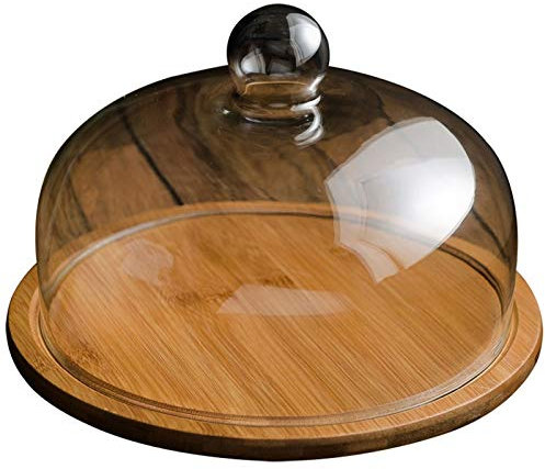 TRoki Mantequera de Madera con Cubierta de Vidrio a Prueba de Polvo: solución de Almacenamiento de Cocina Elegante y Funcional para encimera o refrigerador (Mediano)