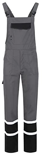 BWOLF Char Salopette Uomo Pantaloni da Lavoro Protezione Salopette Uomo con Elementi Riflettenti - Blu/Grigio, grigio., M
