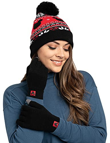 Disney Mickey Mouse Adult Knit Beanie Hat and Texting Glove Set Black