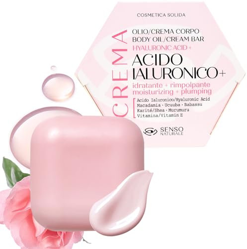 Senso Naturale Festes Körperöl Hyaluronsäure Feuchtigkeitsspendende Duftende Plumping-Creme, Verbessert die Elastizität und Stimuliert das Hautkollagen mit Vitamin E, 100% Natürlich und Vegan