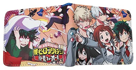 Zhongkaihua My Hero Academia Geldbörse MHA Merch Anime Figuren Gedruckt PU Leder Karte Geldbörse Münzfach Geschenk für Weihnachten Geburtstag, Typ 1, 17* 15* 15cm,