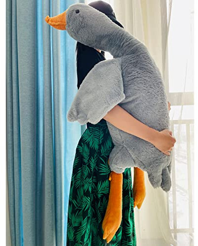 Tanha Gans Kuscheltier, Kuscheltier Gans, XXL Kuscheltier Plushie, Kawaii Kuscheltier Plush, Ente Kuscheltier, Großes Gänse-Stofftier (Den grauen., 130cm)
