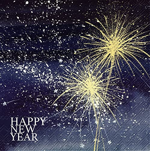 IHR Ideal Home Range - Papierservietten HAPPY SILVESTER blue 20 St. Lunch-Servietten 33 cm x 33 cm
