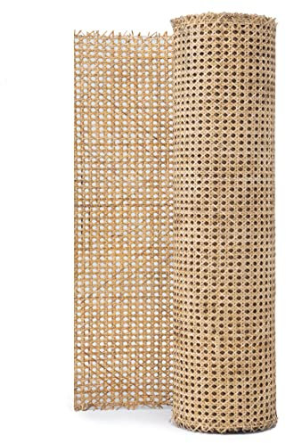 Rollo de hoja malla pretejida de caña natural de ratán, para proyectos de confección, 46 cm de ancho x 1 m de largo