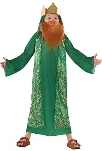 Morph Grün Kostüm Heilige Drei Könige für Kinder, Sternsinger, Perfekt für Krippenspiel und Weihnachten, 7-9 Jahre