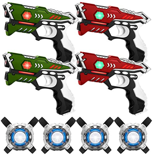 KidsTag Lasertag Set: 4 Laser Pistolen + 4 Laser Tag Weste - Laser Battle Set für Kinder Ab 7 Jahren