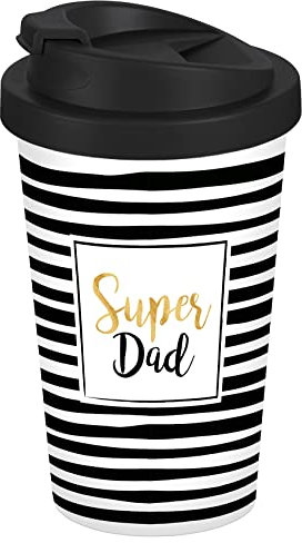 infinite by GEDA LABELS (INFKH) Coffee to go Becher Super Dad Streifen 400ml, Bunt