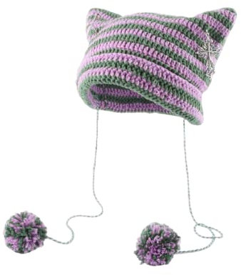 Dicusph Damen Vintage Fuchsmütze Grunge Gothic Beanies Hut Y2K Zubehör Slouchy Beanies für Frauen, Violett, Medium