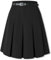 SANGTREE Damen Mädchen A-Linie Lang Plissee Hohe Taille Mode Rock Schuluniform Cosplay, Schwarz-mittellang, 4X-Groß