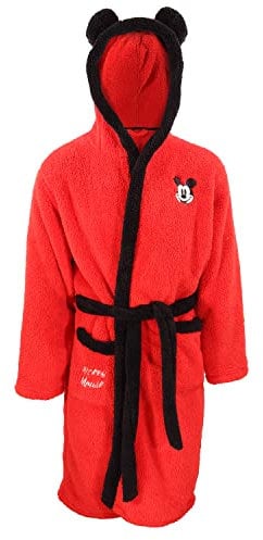 Disney Unisex Mickey Mouse Dressing Gown Supersoft Fleece Robe for Men and Women Red L-XL
