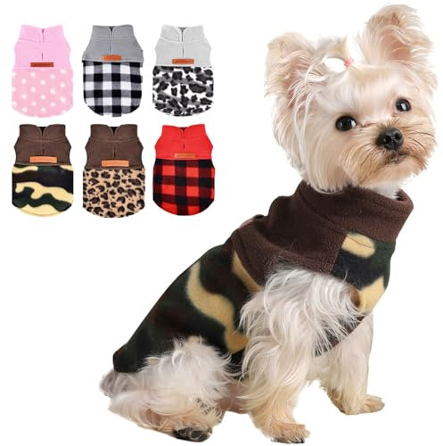 Teacup Dog Clothes for Small Dogs Boy Girl Camouflage Fleece Chihuahua Sweaters XXS~S Winter Warm Puppy Sweaters Tiny Dog Outfits Teacup Yorkie Pet Halloween Christmas Sweater, XS, Camo