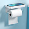 Uootach Portarrollos de Papel Higiénico sin taladrar de Aluminio, Soporte de Papel con estantes, Autoadhesivo Portarrollos de Pared, portarrollos de Papel higiénico Apto para baño, Cocina(Blanco)