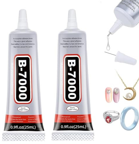 B7000 Super Glue,Multi Functional Glue Transparent Paste Adhesive Multi-Function Repair Glues Suitable for Phone Jewelry Glass Wood Metal Fabric (25mL) 2pcs
