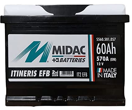 Generico MIDAC IT2 Batteria Auto 60AH 12V con TECONOLOGIA EFB Start & Stop. SPUNTO MAGGIORATO 570 A. Misure: 242 X 175 X 190. Prodotto Made in Italy.