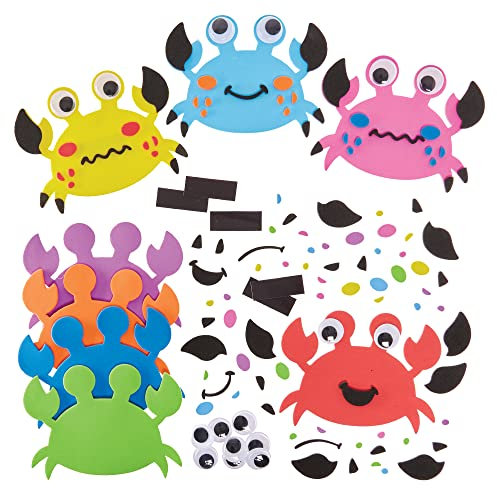 Baker Ross FX744 Crab Mix and Match Magnet Kits - Pack of 8, Under the Sea Foam Craft Kit for Kids