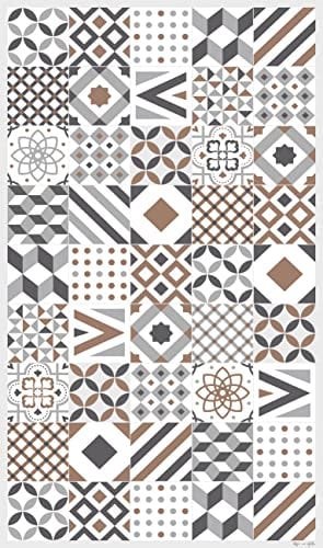 DobleUve Estudio Alfombra Vinílica Hidráulica 18 | Color Marrón | 65x200 cm | Alfombra Cocina Lavable Antideslizante | Alfombra Vinílica Cocina y Terraza Exterior | Alfombra Vinilo Salón