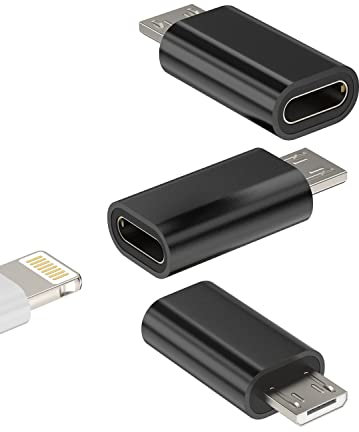 Lightning Female to Micro USB Male Converter(3Pack)Charging Adapter Compatible for Samsung Galaxy S7 Active S6 Edge Nexus 5 A8 LG Android Charge Cable Port Power for iPhone 13 Pro 7 8 Plus X Ipad Cord