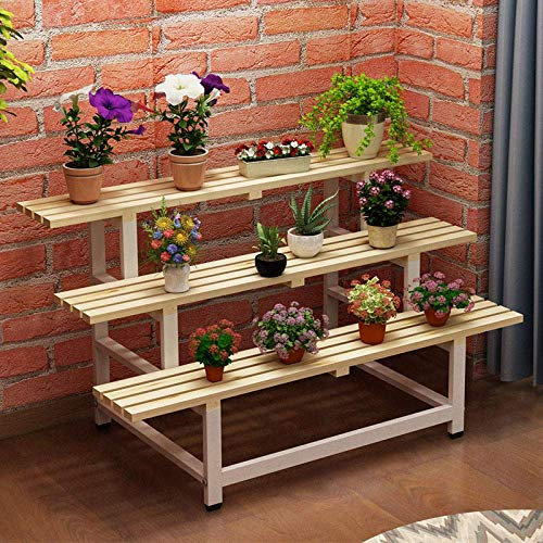 SWEGN 3/4-stufiger Blumenständer aus Holz, Pflanzgefäß, Leiter, Ausstellungsregal für Garten, Außenbereich, Hinterhof, White4layers-80cm Huajia (Farbe: White3layers, Größe: 80 cm)