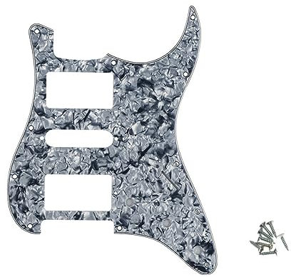 ROZILO Strat HSH Pickguard Schlagbrett Schlagbrett mit Schrauben für amerikanische/mexikanische Standard-Stratocaster, moderner Stil, Ersatzgitarre, graues Perlmutt