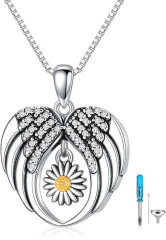 YAFEINI Urnen Halskette für Asches Sterling Silber Anhänger Kette Gänseblümchen Feuerbestattung Andenken Anhänger Gedenk Schmuck für Damen Herren Haustier