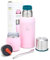 Kit Mate Argentino de 6 piezas - Incluye Mate de acero con Tapa, Bombilla y Termo Mate con 2 Tapones Pico Cebador - Facil de Lavar, Apto Lavavajillas. (Rosa)