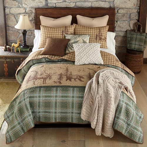 Donna Sharp King Bedding Set - 3 Piece - Spruce Trail Lodge Quilt Set with King Quilt and Two King Pillow Shams - Machine Washable