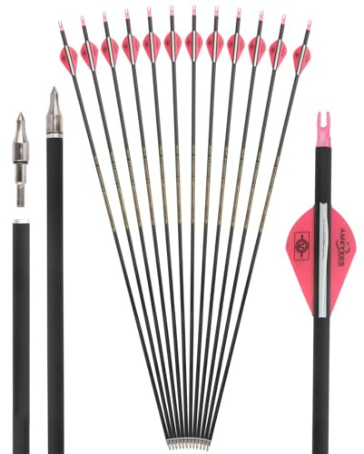 Bogenschießen 100% Pure Carbon Pfeile 32 Zoll Jagd Ziel Praxis Pfeile Spine 300 350 400 500 600 Schießpfeil für Recurvebogen Compoundbogen Langbogen