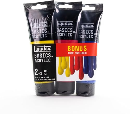 Liquitex Basics Acrylic Paint Set, 3 x 118ml (4-oz.) Tube Paint Set, Primary Colors