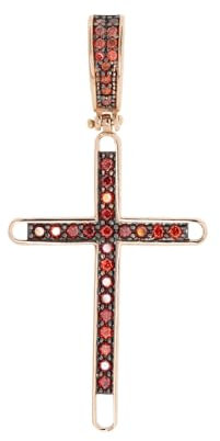 Anhänger Kreuz aus 585 Rotgold mit roten Zirkonia