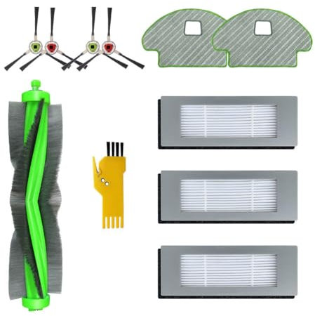 Laimaiou Kit de Accesorios para iRobot Roomba Combo R111840 R1138 Robot Aspirador Piezas de Repuesto 10 Packs 1 Cepillo Rodillo, 3 Filtros, 4 Cepillos Laterales, 2 Paños de fregado