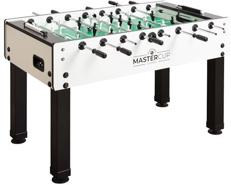 Garlando Kickertisch MasterCup Black&White,professionelle Spielstangen (PR),robuster 75kg Profi-Fußballtisch,Stabiler Tischfußball,Jugendliche und Erwachsene,Turnier-Tischkicker,vormontiert