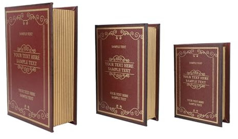 Tissting 3 Stück Bücher Deko Buchattrappe 25cm 21cm 17cm Vintage Europäischen Alte Falsche Buchbox Gefälschte Buch Box Schmuck Schatzkiste für Schreibtische Regal Dekoration(Rot)
