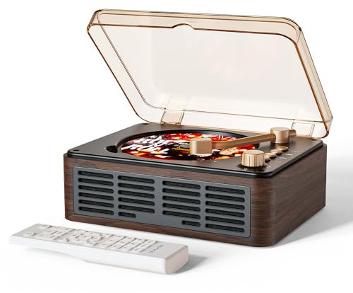 CARONSORT - Lettore CD con altoparlanti, booster, lettori CD in legno retrò per casa, ingresso e uscita Bluetooth, radio FM con lettore CD e musica MP3 AUX USB