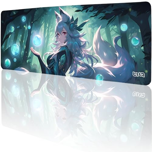 Tilt Grand Tapis de Souris Gamer XXL 80x30 cm | Tapis de Bureau Gaming Anti-Dérapant | Mouse Pad Imperméable pour PC et Accessoires Gaming | Tapis de Clavier (Fox Sorceress)