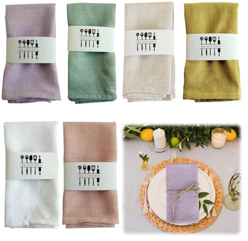 Tutamaz Stoffservietten Leinenservietten, 6er Set Hochwertige Abwaschbare Leinen Servietten Stoff 40x40 cm Leinenservietten Wiederverwendbare für Hochzeit Geburtstag Abendessen Cafe Restaurant