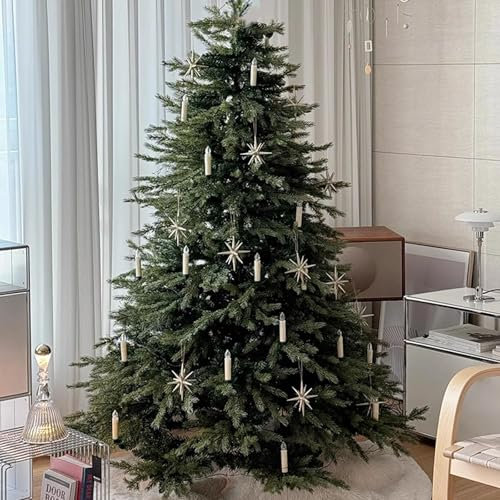 YPDOPORA Árbol De Navidad Preiluminado, Árbol De Navidad Artificial con Puntas De Ramas, Luces LED De Color Blanco Cálido, Soporte De Metal Plegable, Fácil De Instalar para Tiendas Y Hogares,7FT