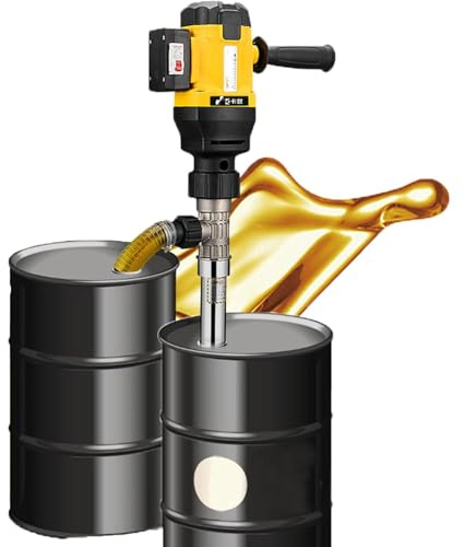 Electric Oil Barrel Pump,130L/min Large Suction Fuel Drum Pump,1000W Battery Powered Oil Transfer Pump,3 Adjustable Speed Liquid Transfer Pump for High Viscosity Liquid,All-Steel-High-Temperature-Pipe