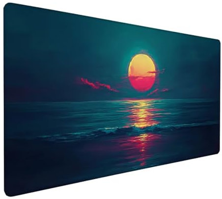 Schwarz Schreibtischunterlage Mond Mousepad Groß 1000x500x3 mm XXL Mauspad mit Wasserdicht rutschfest Gummibasis, für PC MacBook und Laptop Mousepad Gaming Zubehör für Büro Deko Aesthetic Z-466