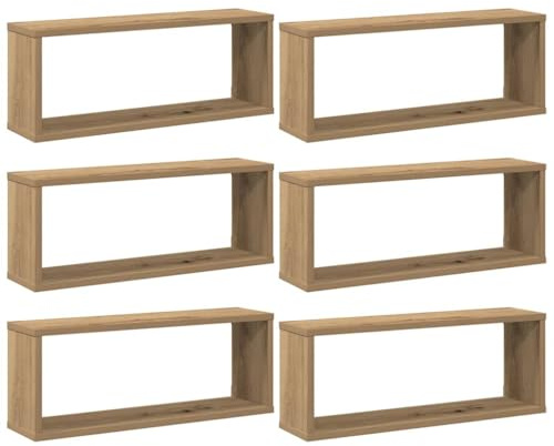 vidaXL Wall Cube Shelves 6 pcs Artisan Oak 60x15x23 cm Engineered Wood