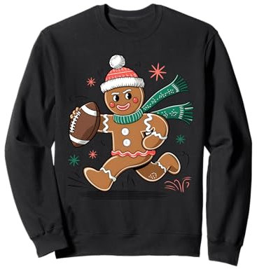 Gingerbread American Football Player Game Day Christmas Fun Sweatshirt