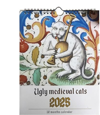 Ugly Mittelalter Katzen Kalender 2025 Lustiger Kalender Weird Mittelalter Katzen Wand Monatsplaner Mittelalter Katzenkalender 2025 | Mittelalter Katzen Wandkalender Tageskalender, Wochen-,