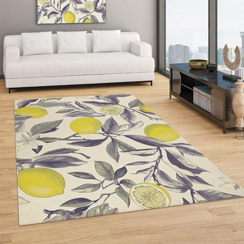 Tappeto Di Area Del Soggiorno - Tappeto Frutta Camera Da Lettolimoni E Rami Di Limone Tappeto Lavabile Dell'Interno,Per La Cucina Il Tavolo Della Sala Da Pranzo L'Ufficio Domestico